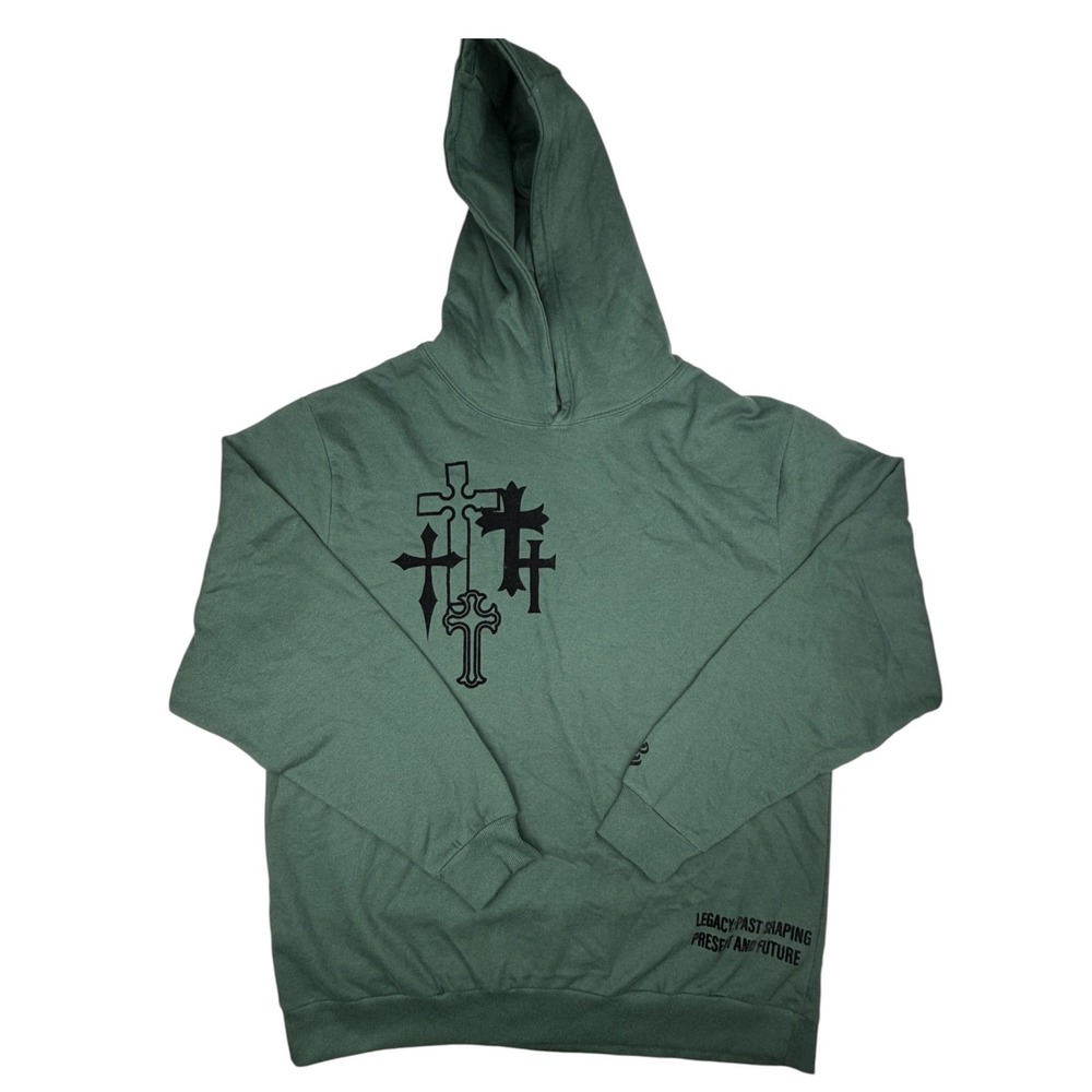 Rocawear Men's 2XL Green Gothic Cross Graphic Pullover Hoodie Hip Hop Streetwear - Picture 12 of 12